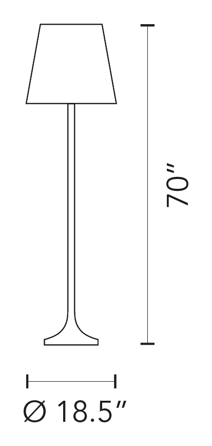 Lumen Floor Lamp by Fontana Arte, size drawing