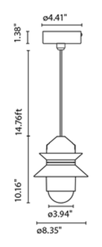 Santorini Pendant Lamp Outdoor by Marset, size drawing: Santorini + Canopy IP65