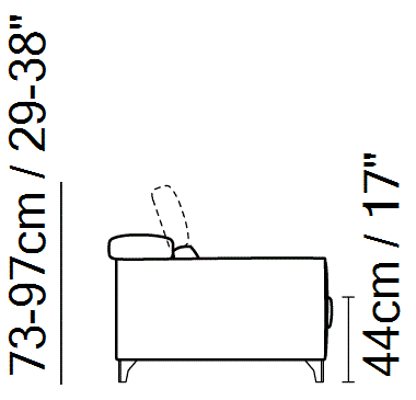 Volo Sectional by Natuzzi Italia, size drawing