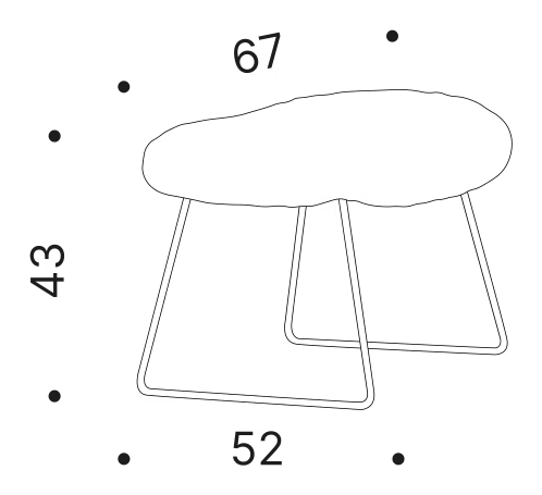 Cocky Ottoman by Driade, size drawing
