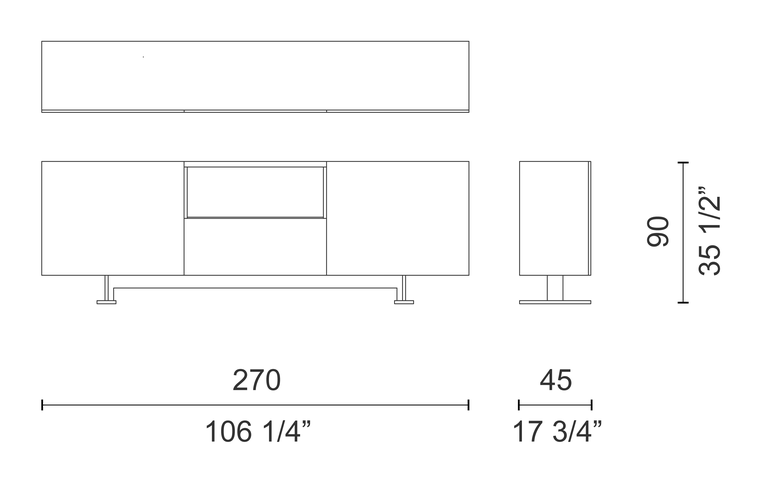 Luxor Cabinet by Cappellini, size drawing: LX_19