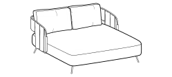 356 Outdoor Lounge Chair and Daybed by Ditre Italia, size drawing: 2 seater quilted sunbed