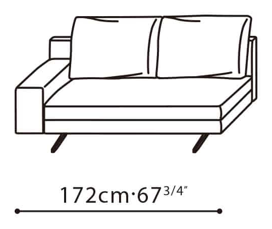 Wake Sofa by Camerich, size drawing: C01D0208