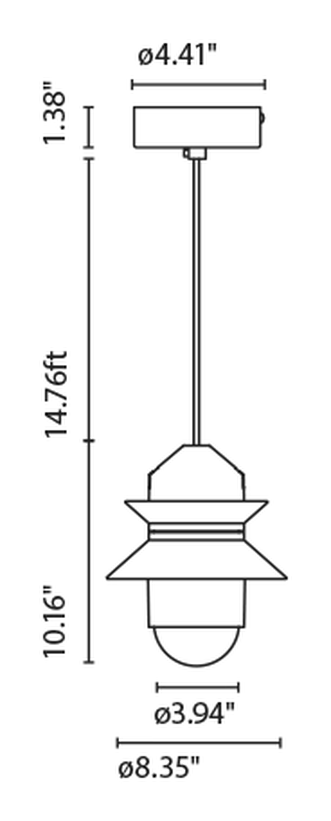 Santorini Pendant Lamp Indoor by Marset, size drawing