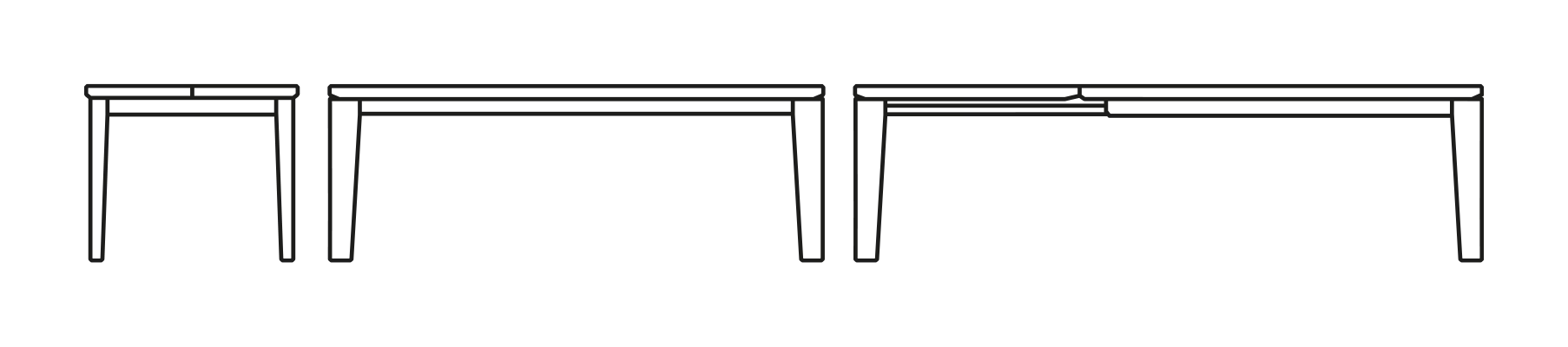 Band Dining Table by Connubia, size drawing
