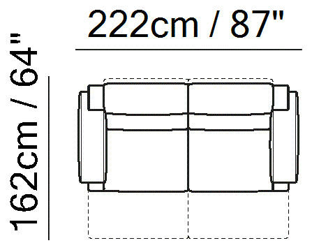 Iago Sectional by Natuzzi Italia: Leather or fabric modular sofa, outline drawing with sizes