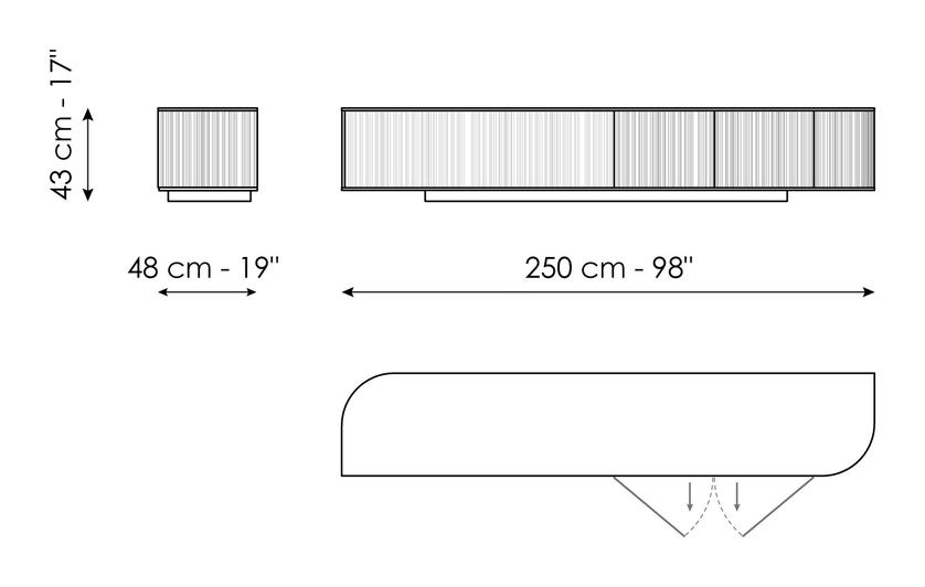 Dune TV Stand by Bonaldo, size drawing 2