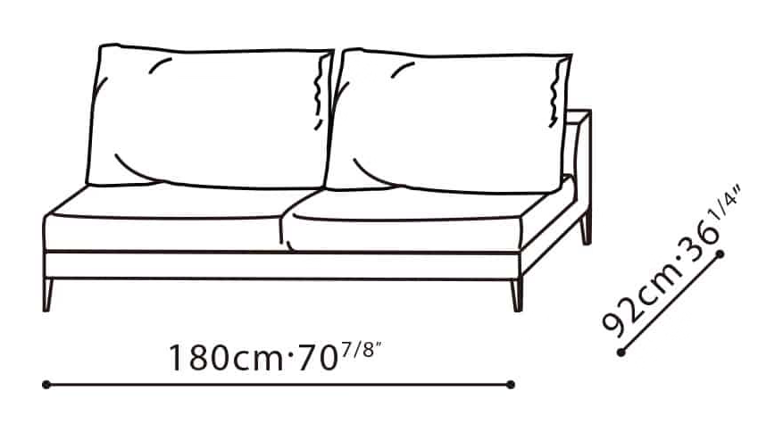 Notting Sofa by Camerich, size drawing: C01D0102