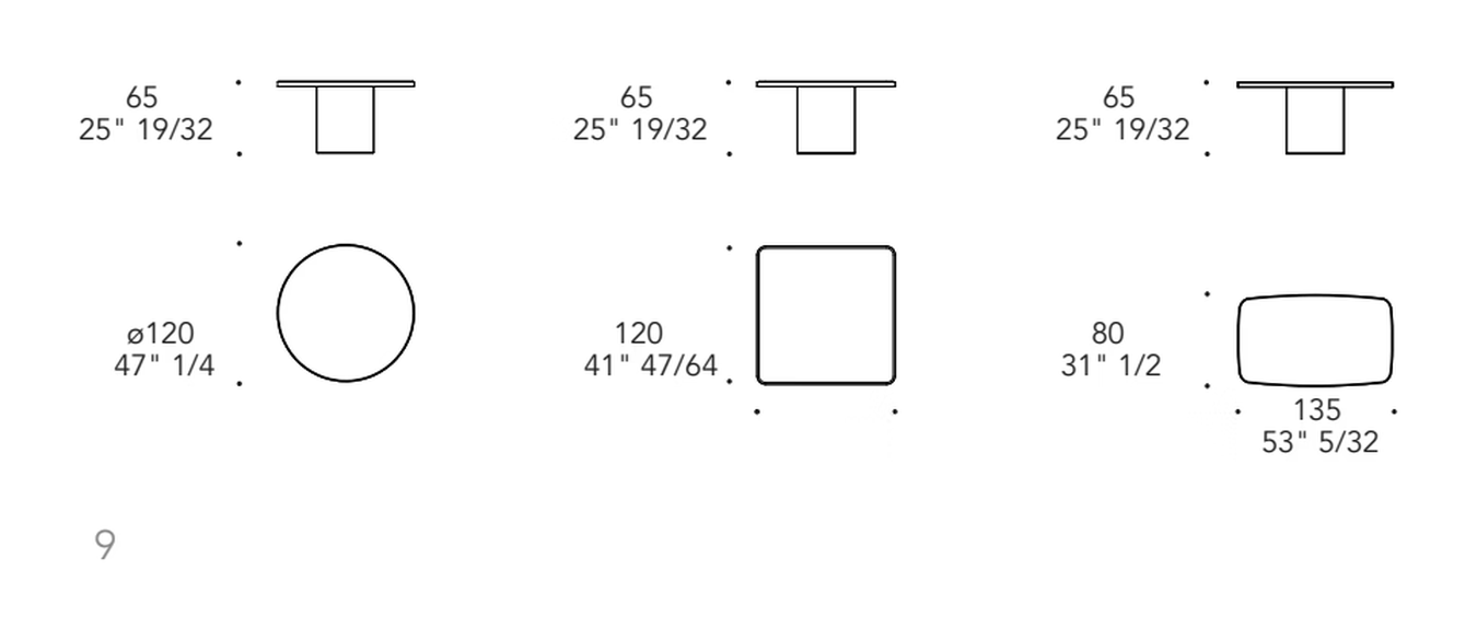 Tau 65 Steel Move Lounge Table by Reflex, size drawing