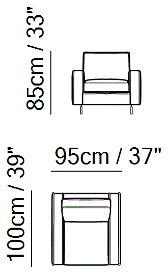 Capriccio Sofa Bed by Natuzzi Italia: Chair, outline drawing with sizes