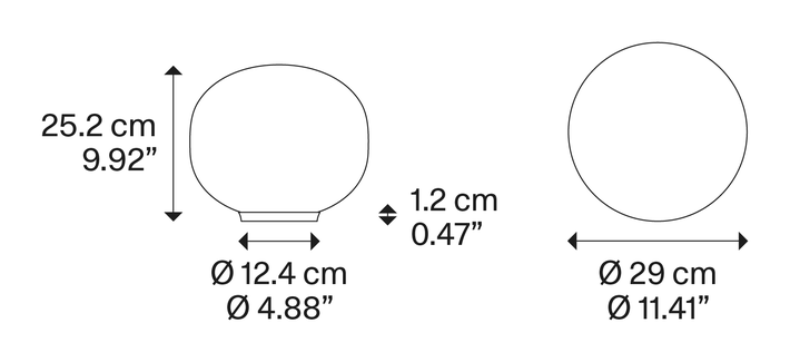 Volum Table Lamp by Lodes, size drawing: Volum 29