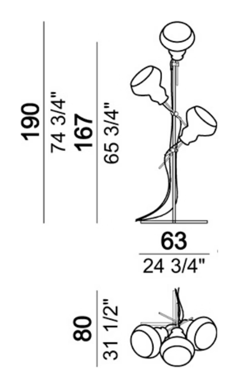 Blob Lamp by Arketipo, size drawing: Floor lamp