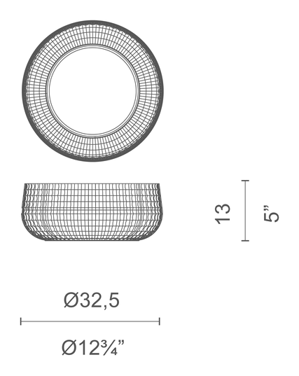 Trace Vase by Cappellini, size drawing: PO_2101A