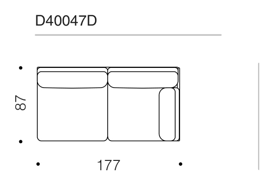 Fenix Sofa by Driade, size drawing: D40047D