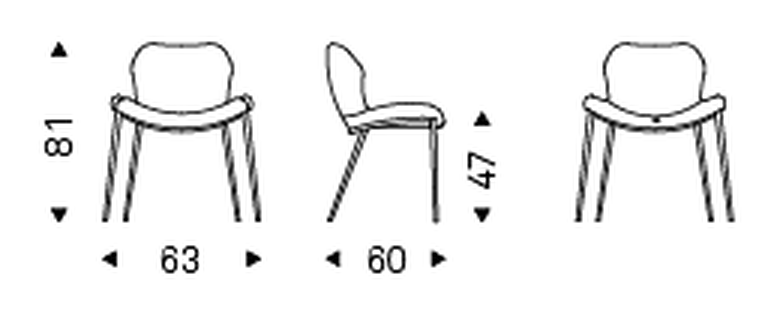 Rachel ML Chair by Cattelan Italia, size drawing