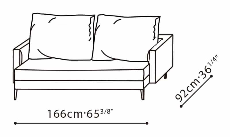 Notting Sofa by Camerich, size drawing: C01D0104