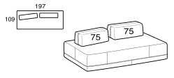 Sanders Sofa by Ditre Italia, size drawing: Rectangular composition 197, 109 cm depth