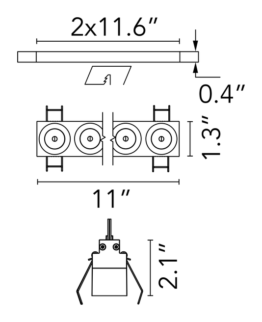 Light Shadow No Trim Downlight by Flos, size drawing: Light Shadow Fixed No Trim 8 Spots