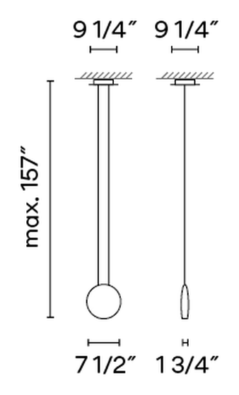 Cosmos Pendant Lamp by Vibia, size drawing: Model 2500
