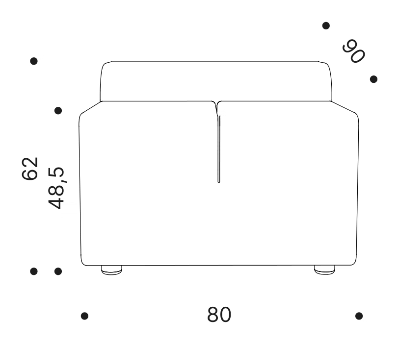 Ipercubo Armchair by Driade, size drawing