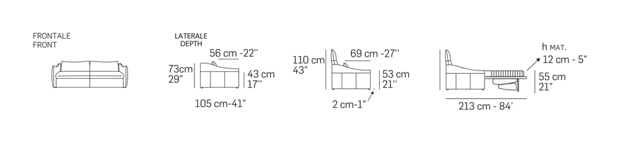 Aurora Sofa Bed by Nicoline, size drawing 1