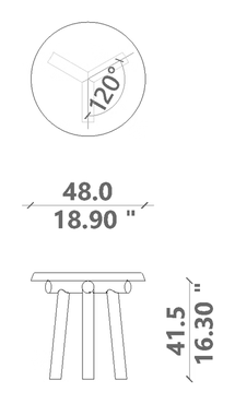 Hydra Coffee Table by Talenti, size drawing: Ø 48 × 45