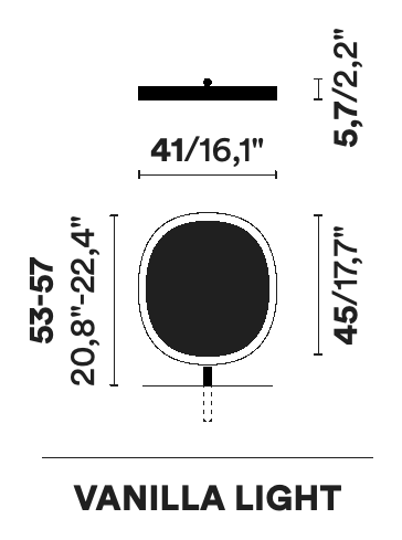 Vanilla Desk by Opinion Ciatti, size drawing: VANILLA LIGHT