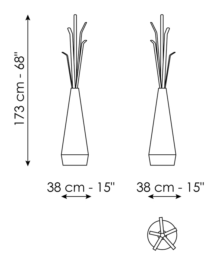 Kadou Coat Stand by Bonaldo, size drawing
