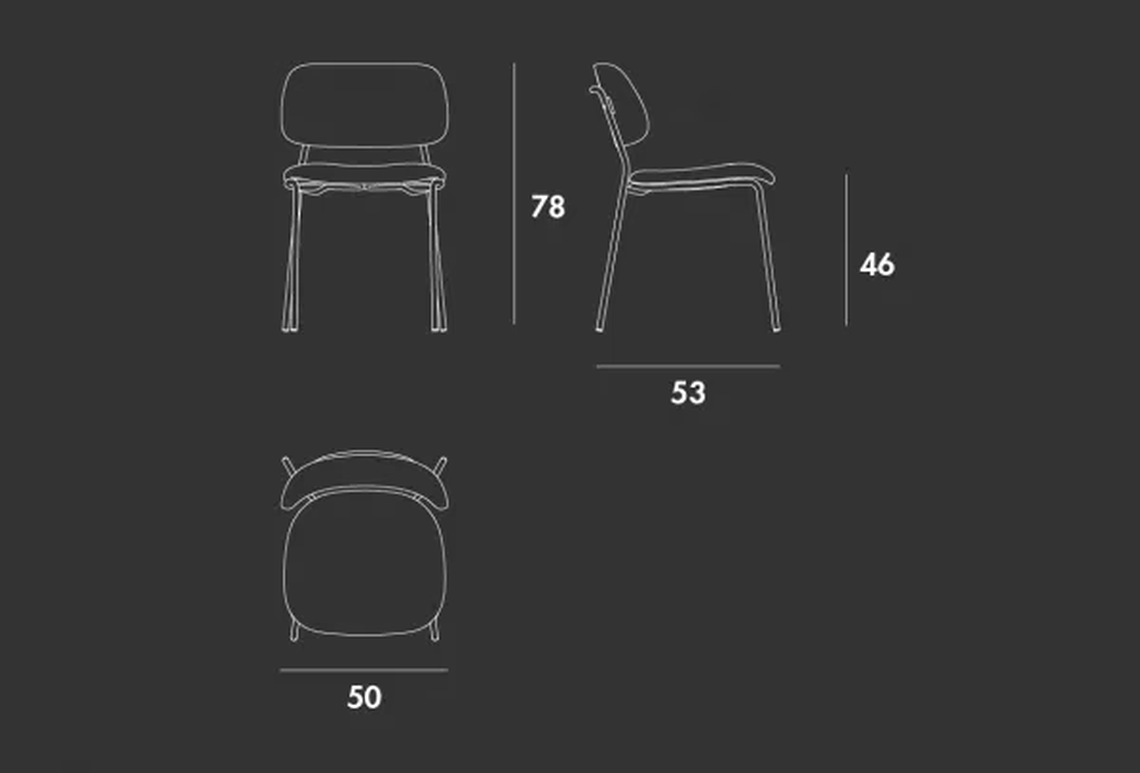 Soft Chair by Sovet, size drawing