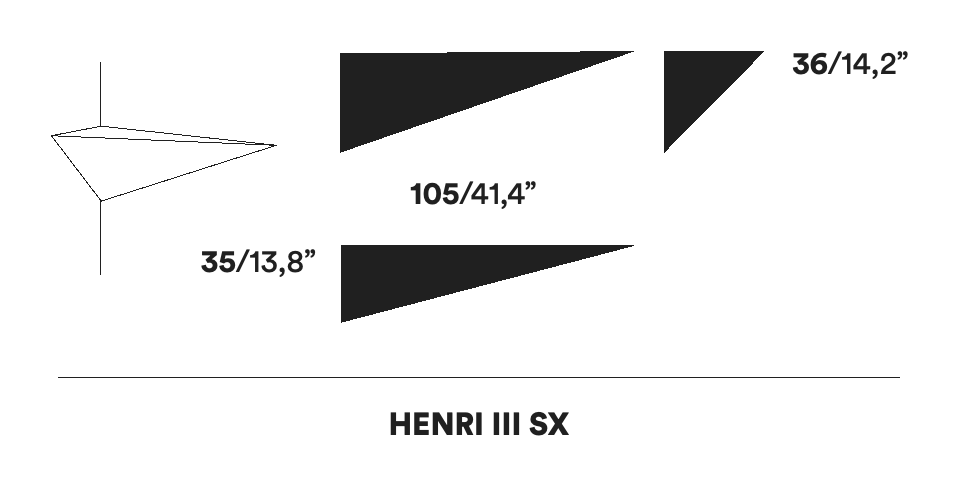 Henri Wall Shelf by Opinion Ciatti, size drawing: HENRI III SX
