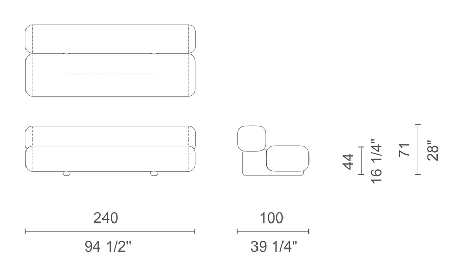 Big Sofa by Cappellini, size drawing: PBS1