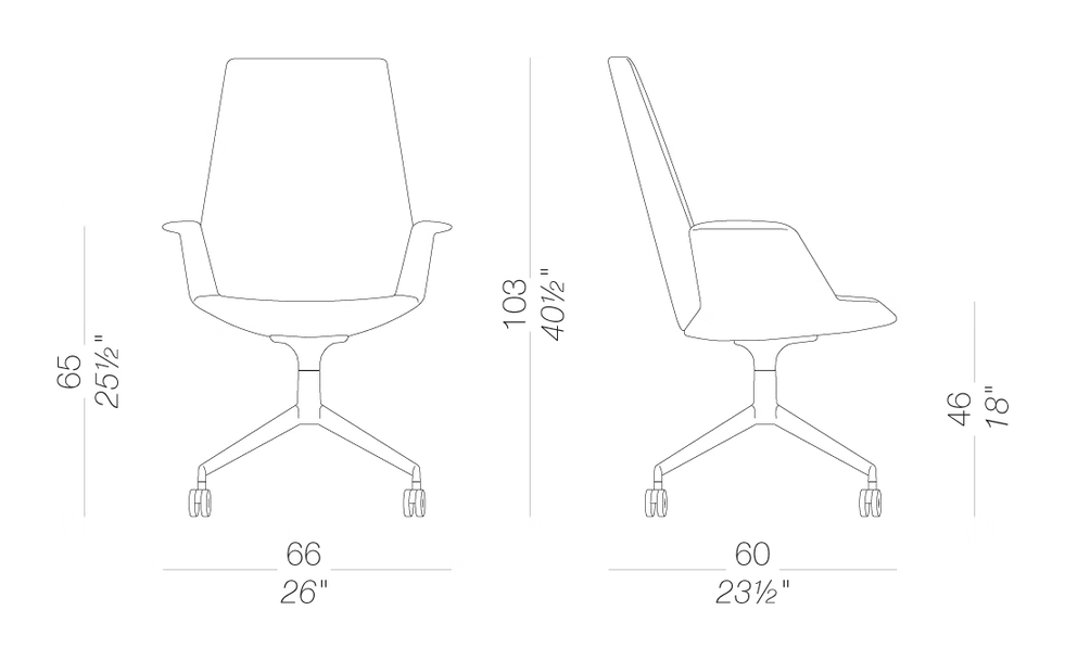 Uno S241 Chair by LaPalma, size drawing