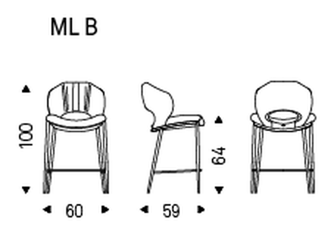 Miranda Stool by Cattelan Italia, size drawing 2
