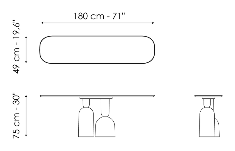 Cop Console Table by Bonaldo, size drawing 3