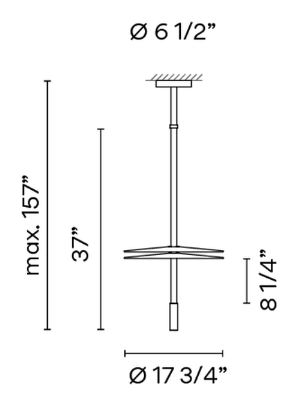 Flamingo Mini Pendant Lamp by Vibia, size drawing: Model 1575