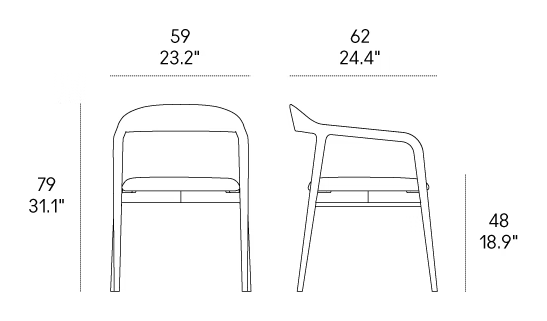 Velasca Chair by Casamania, size drawing