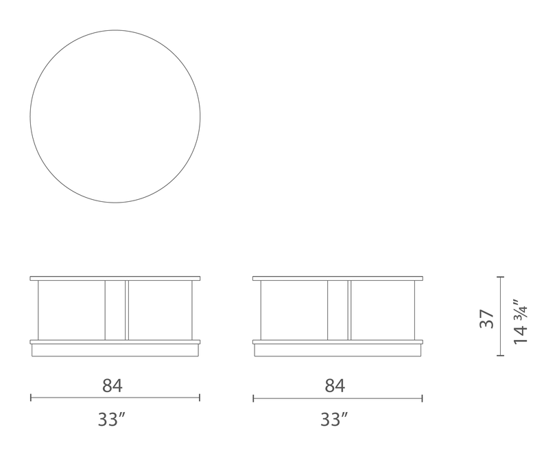 Combi Center Side Table by Cappellini, size drawing