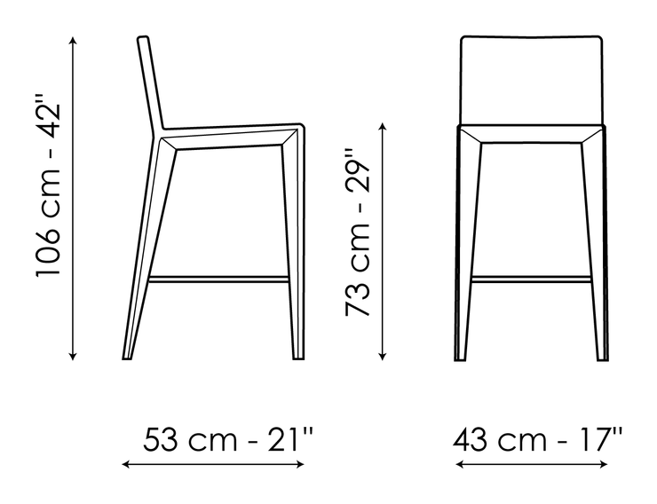 Filly Too Stool by Bonaldo, size drawing: Filly up too H 73