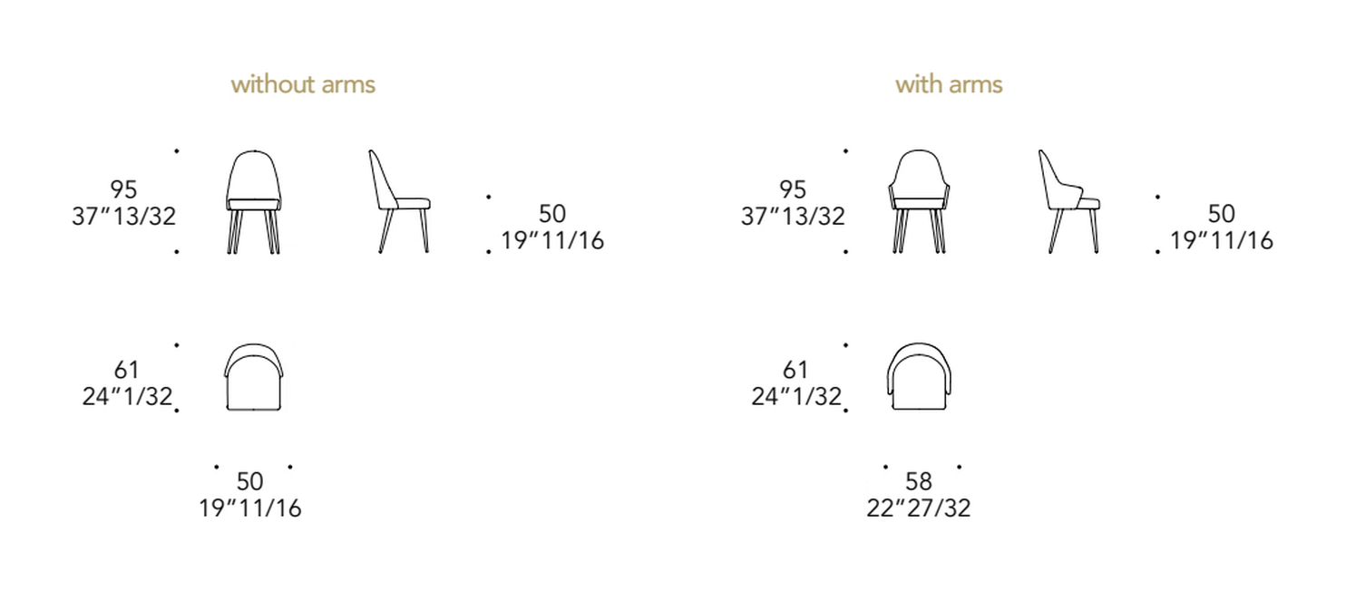 Ludwig Sedia Dining Chair by Reflex, size drawing