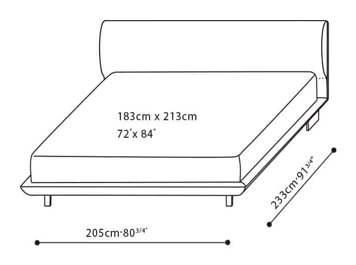 Elan Bed by Camerich, size drawing: C03D0506 Cal King