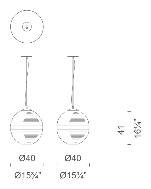 Cord Pendant Lamp by Cappellini, size drawing: PO_2103B