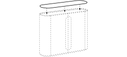 Circus Sideboard by Ditre Italia, size drawing: Recycled bonded leather top for high sideboard