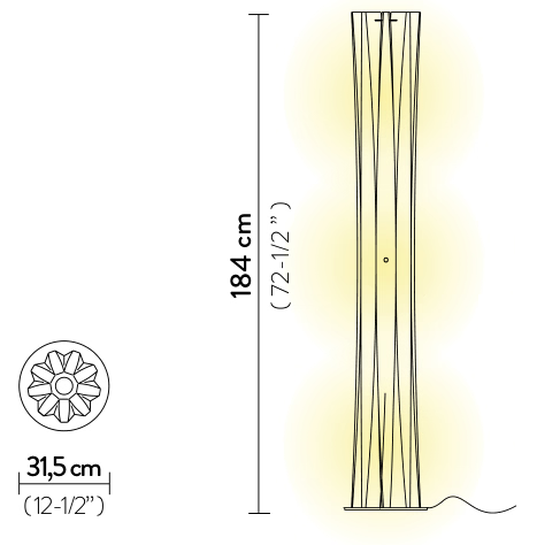 Bach Floor Lamp by Slamp, size drawing: Bach Floor XXL