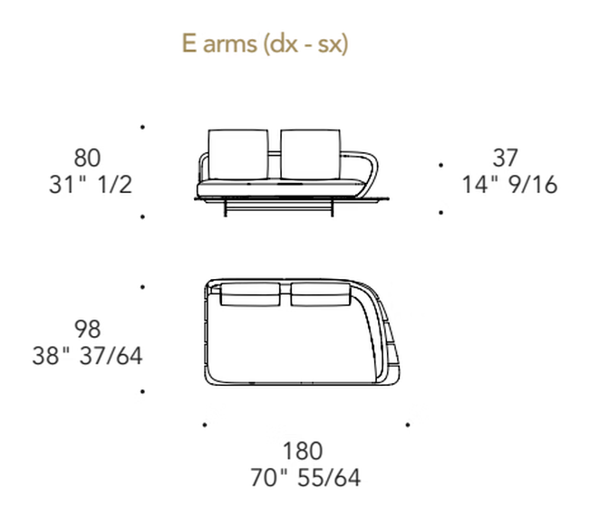 Segno Outdoor Sofa by Reflex, size drawing 5