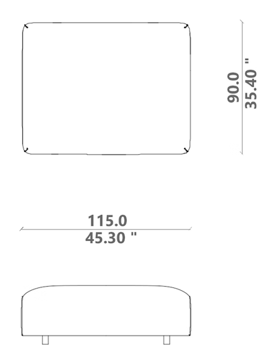 Tamashi Ottoman by Talenti, size drawing