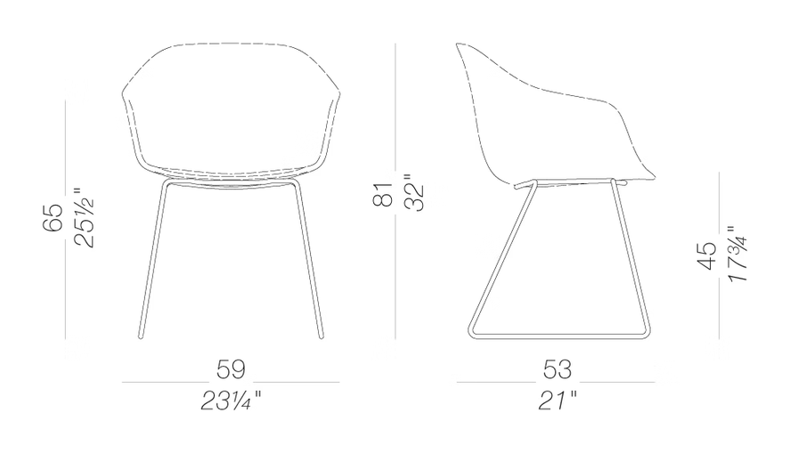 Seela AC S318 Chair by LaPalma, size drawing