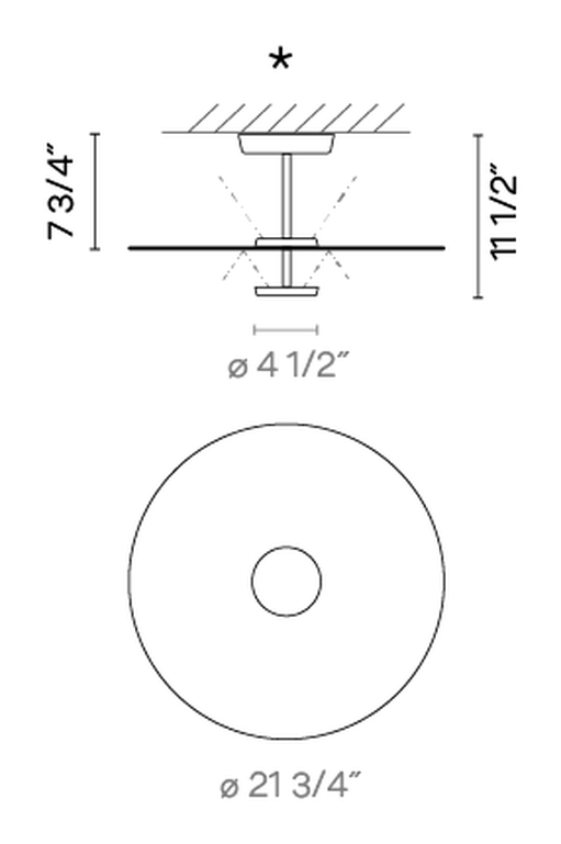 Flat Lighting Collection by Vibia, size drawing: Model 5915