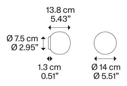 Volum Wall Lamp by Lodes, size drawing: Volum 14 Wall