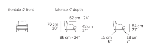 Bea Low Armchair by Nicoline, size drawing 1