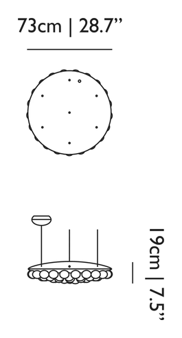 Prop Light Suspended Pendant by Moooi, size drawing: Round Single